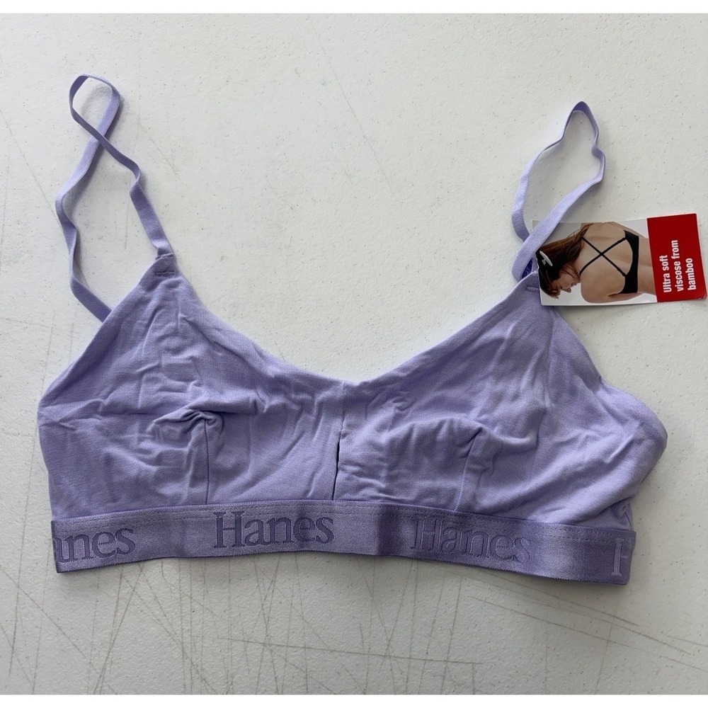New Hanes Originals SuperSoft Scoop Cut-Out Crop Bralette MHO112 Viscose XS NWT
